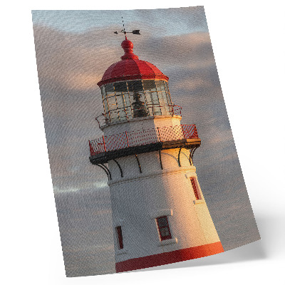 Lámina artística Faro rojo al atardecer en calidad premium con diseño tranquilo