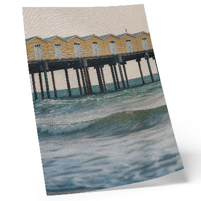 Póster casas amarillas junto al mar con un toque de modernidad y paz