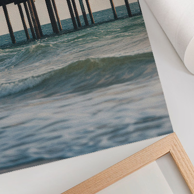 Póster casas amarillas junto al mar con un toque de modernidad y paz