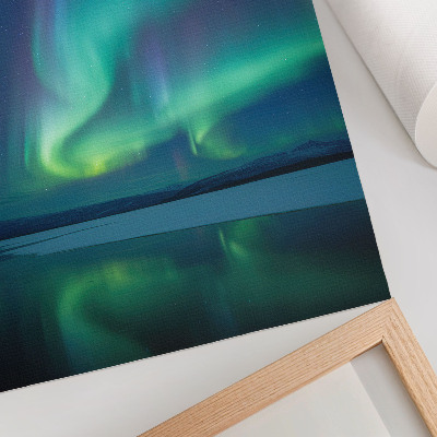 Lámina artística de alta calidad Las auroras boreales con el hermoso paisaje nocturno de fondo.