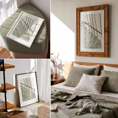 Póster con diseño de geometría de escaleras de estilo minimalista dinamico y elegante