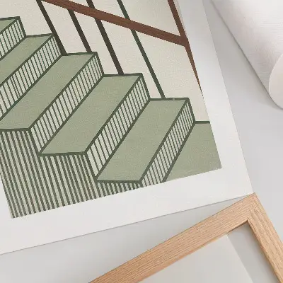 Póster con diseño de geometría de escaleras de estilo minimalista dinamico y elegante