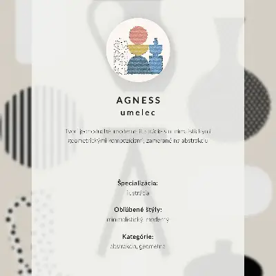 Póster con círculo rojo y forma negra sobre fondo claro diseño con colores saturados