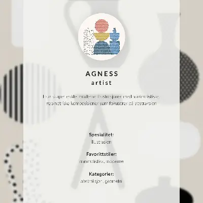 Póster con círculo rojo y forma negra sobre fondo claro diseño con colores saturados