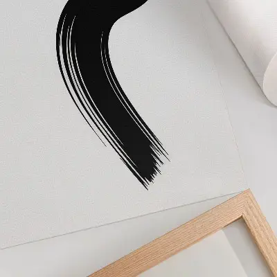 Lienzo decorativo moderno diseño de círculo rojo con pincelada negra