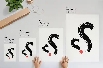 Póster con diseño de contrastes minimalistas y dinamismo en acento rojo