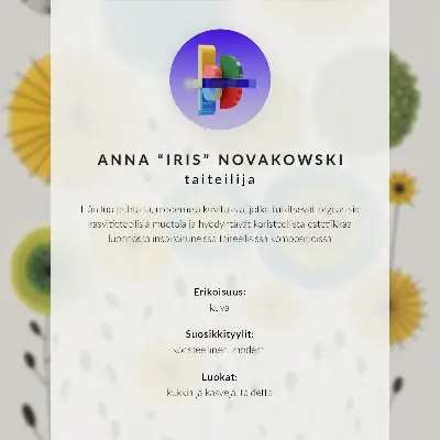Póster de flores azules modernas con colores saturados sobre fondo blanco