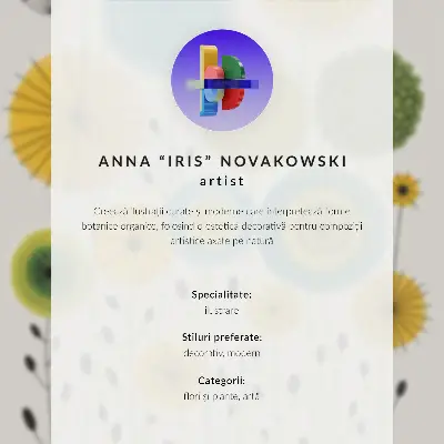 Póster de flores azules modernas con colores saturados sobre fondo blanco