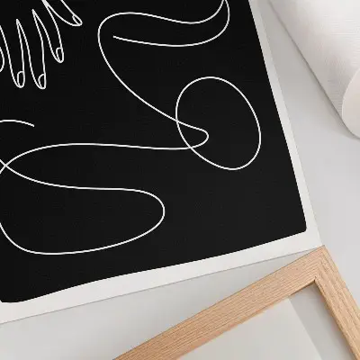 Lámina artística minimalista de mano con diseño de líneas curvas en blanco y negro