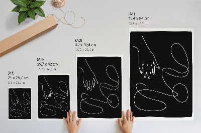 Lámina artística de alta calidad Líneas curvas en blanco y negro, minimalismo, mano