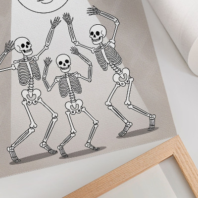 Póster Esqueletos en blanco y negro sobre un fondo lunar beige