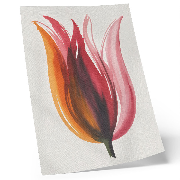 Lienzo decorativo moderno Flor abstracta de color rojo, rosa y naranja