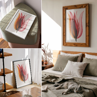 Lienzo decorativo moderno Flor abstracta de color rojo, rosa y naranja