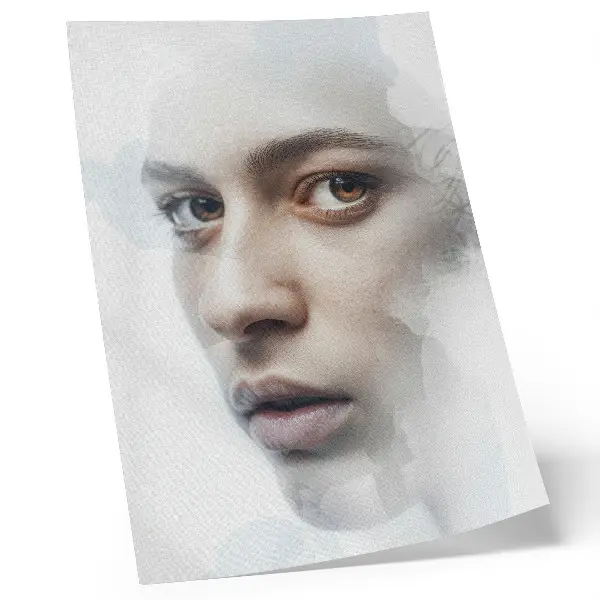 Póster un rostro delicado con una atmósfera misteriosa y un juego sutil