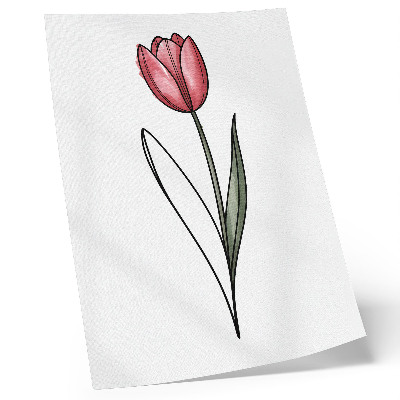 Póster con colores saturados Tulipán rosa, contorno sencillo, ligereza