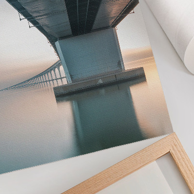 Lámina artística de alta calidad Puente sobre el agua, elegancia minimalista, modernidad.