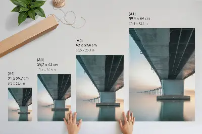Lámina artística de alta calidad puente sobre el agua con diseño minimalista y moderno