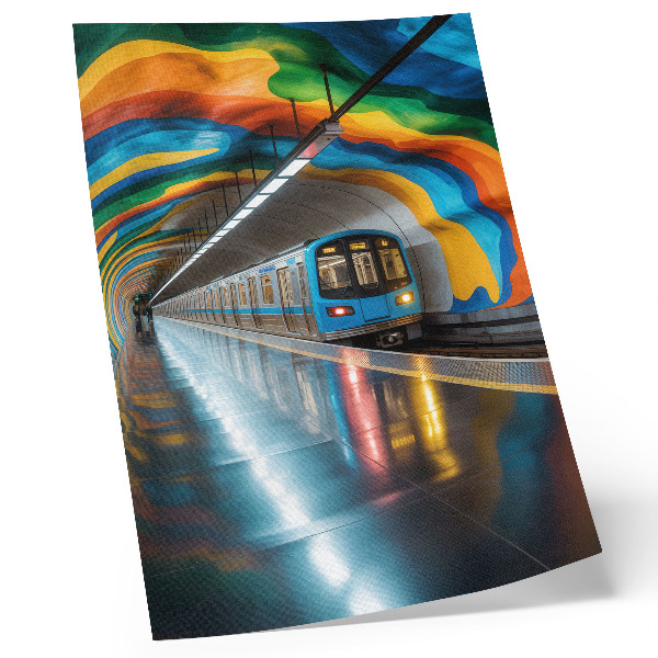 Lienzo decorativo moderno Colores vibrantes del arcoíris en el techo sobre el metro.