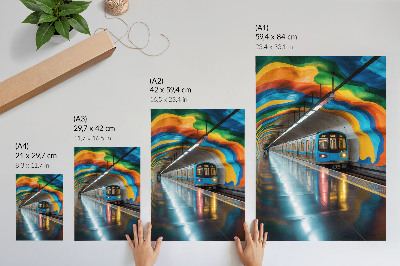 Lienzo decorativo moderno Colores vibrantes del arcoíris en el techo sobre el metro.