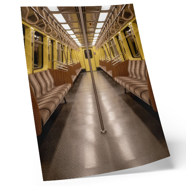Lienzo decorativo moderno Interior de metro de madera amarilla moderna
