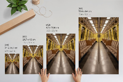 Lienzo decorativo moderno Interior de metro de madera amarilla moderna