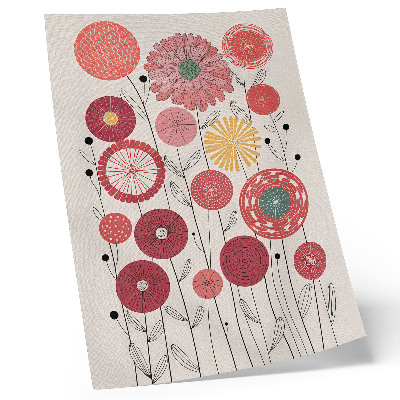 Póster con colores saturados Flores geométricas coloridas en un estilo moderno.