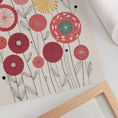 Póster con colores saturados Flores geométricas coloridas en un estilo moderno.