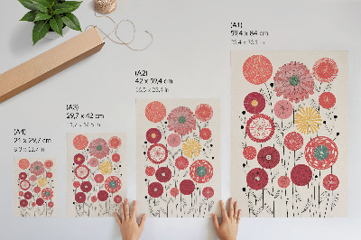 Póster con colores saturados Flores geométricas coloridas en un estilo moderno.