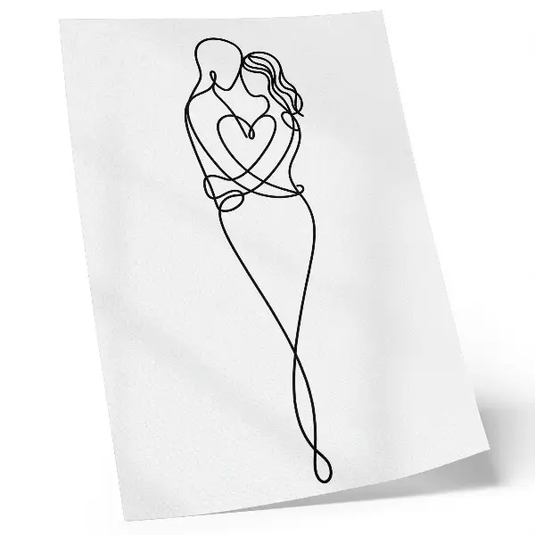 Lámina artística de parejas con diseño minimalista de línea de corazón lámina de alta calidad