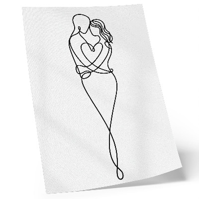 Lámina artística de alta calidad Diseño minimalista para parejas con una línea en forma de corazón.