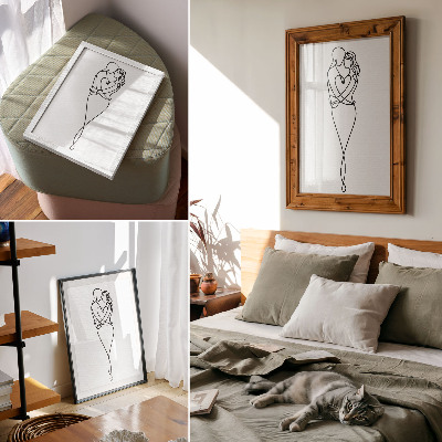 Lámina artística de alta calidad Diseño minimalista para parejas con una línea en forma de corazón.