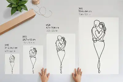 Lámina artística de parejas con diseño minimalista de línea de corazón lámina de alta calidad