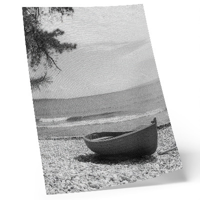 Póster con colores saturados Barco en la playa, olas, cielo, armonía, paz