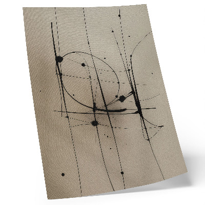 Lienzo decorativo moderno Fondo beige, líneas negras, abstracción minimalista