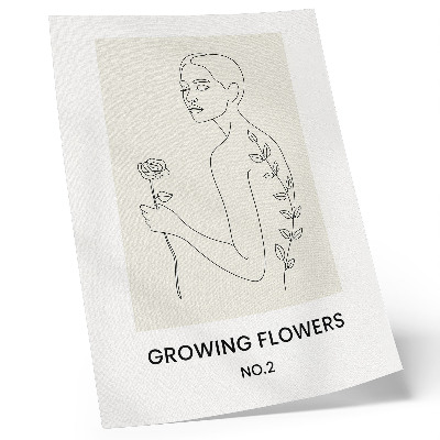 Lámina artística de alta calidad Dibujo lineal con figura humana y flor, sencillez y elegancia.