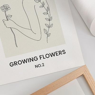 Lámina artística de alta calidad Dibujo lineal con figura humana y flor, sencillez y elegancia.
