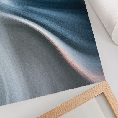 Póster con colores saturados Líneas onduladas dinámicas en tonos fríos de azul