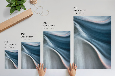 Póster con colores saturados Líneas onduladas dinámicas en tonos fríos de azul