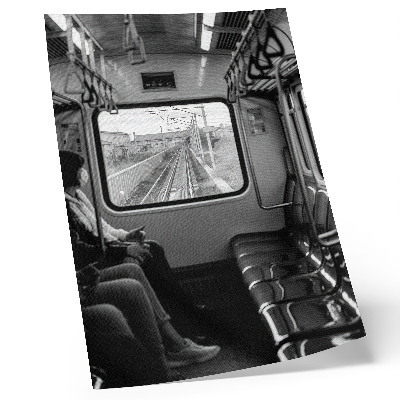 Lienzo decorativo moderno Fotografía en blanco y negro de un vagón de tren.