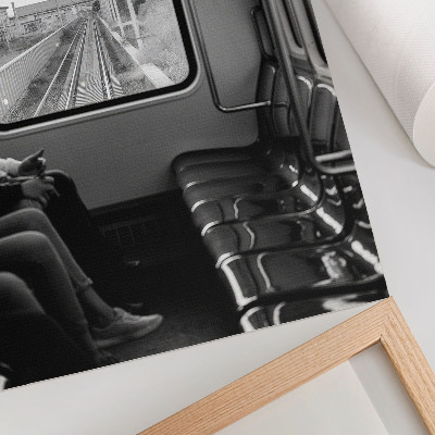 Lienzo decorativo moderno Fotografía en blanco y negro de un vagón de tren.