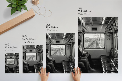 Lienzo decorativo moderno Fotografía en blanco y negro de un vagón de tren.