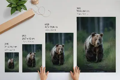 Póster de un oso orgulloso en un entorno forestal