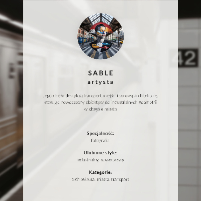 Póster con colores saturados Tren moderno puente cielo azul gato