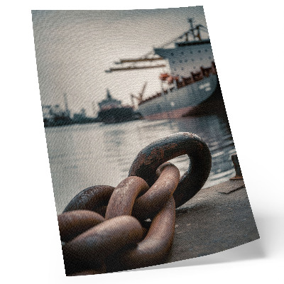 Póster con colores saturados El encanto del puerto, los barcos, el ambiente industrial.