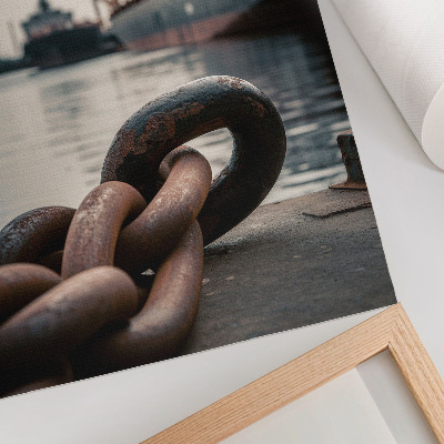 Póster con colores saturados El encanto del puerto, los barcos, el ambiente industrial.