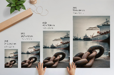 Póster con colores saturados El encanto del puerto, los barcos, el ambiente industrial.