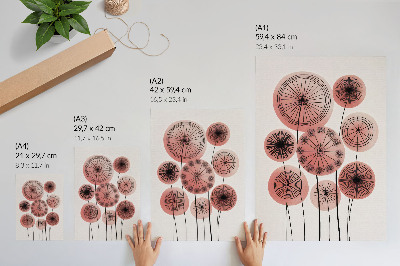 Póster Círculos geométricos rosas y negros minimalismo