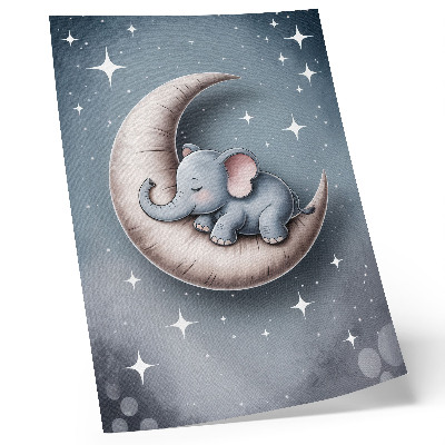 Lienzo decorativo moderno Elefante durmiendo en la luna en colores pastel