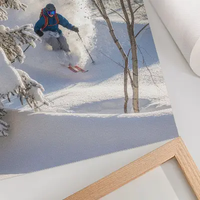 Esquiador en el bosque invernal lámina artística de alta calidad