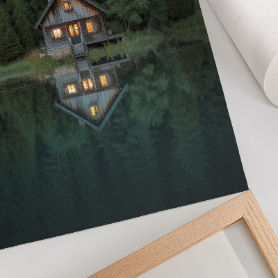 Póster Reflejo de una cabaña de montaña en la naturaleza